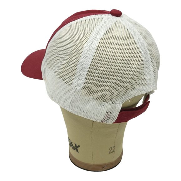 Farm Bureau Insurance Mesh Strapback Logo Cap Trucker Baseball Hat Maroon White - Picture 10 of 12